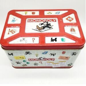Extremely Rare Hasbro Monopoly Popcorn Tin Toy Chest 1998 Vintage Large 13x9x7"